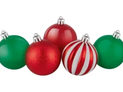 Weihnachtskugel-Set US-Style 25-teilig Ø 6 cm Rot-Grün-Weiß