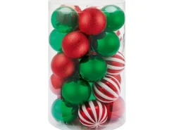 Weihnachtskugel-Set US-Style 25-teilig Ø 6 cm Rot-Grün-Weiß