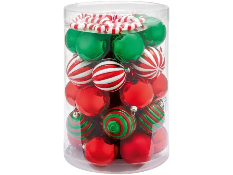 Weihnachtskugel-Set Zuckerstange 50-teilig Rot-Grün-Weiß