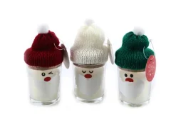 Weihnachtsmann-Kerze mit Mütze 3er Set Mehrfarbig