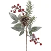 Zweig mit Beeren Zapfen Blättern 30 cm